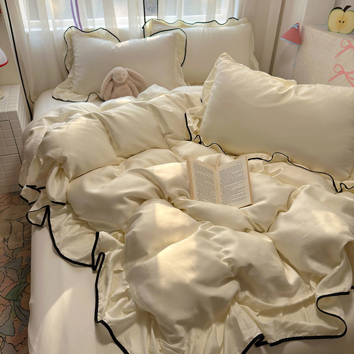 Silk Sheet Set - 럭셔리 아이스 실크 쿨링 침구 세트,