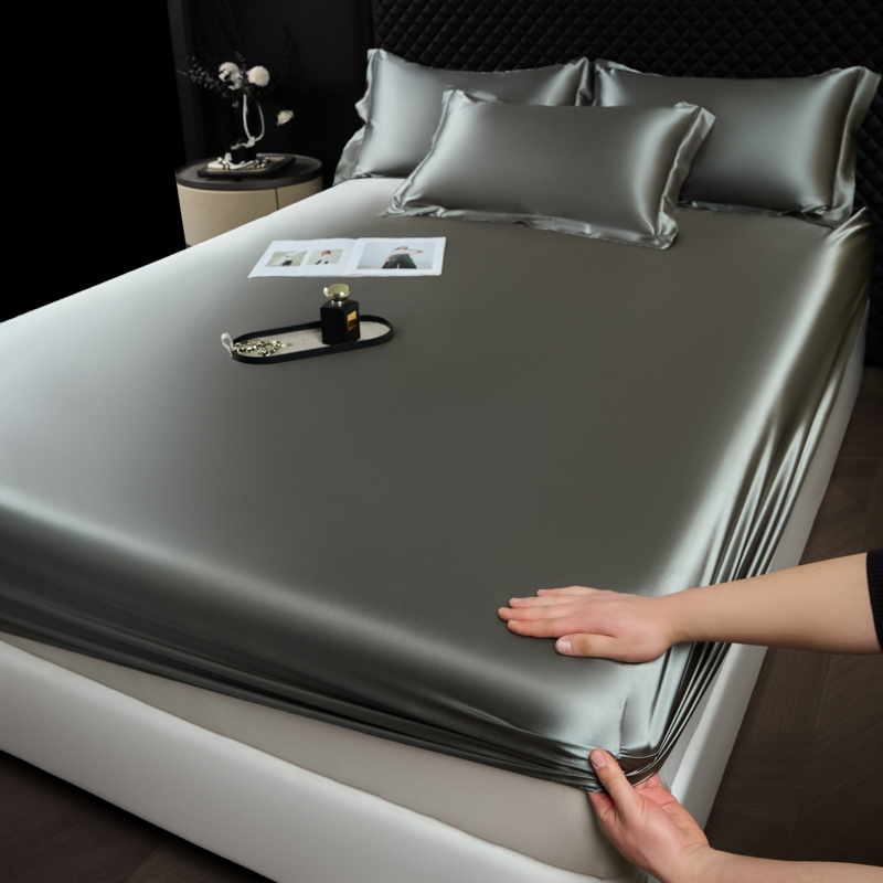 Silk Sheet Set - 솔리드 컬러 패션 새틴 장착 시트