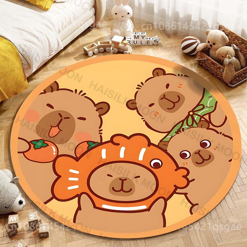 Home Textiles Rug - 귀여운 카피바라 만화 인쇄 라운드 카펫,