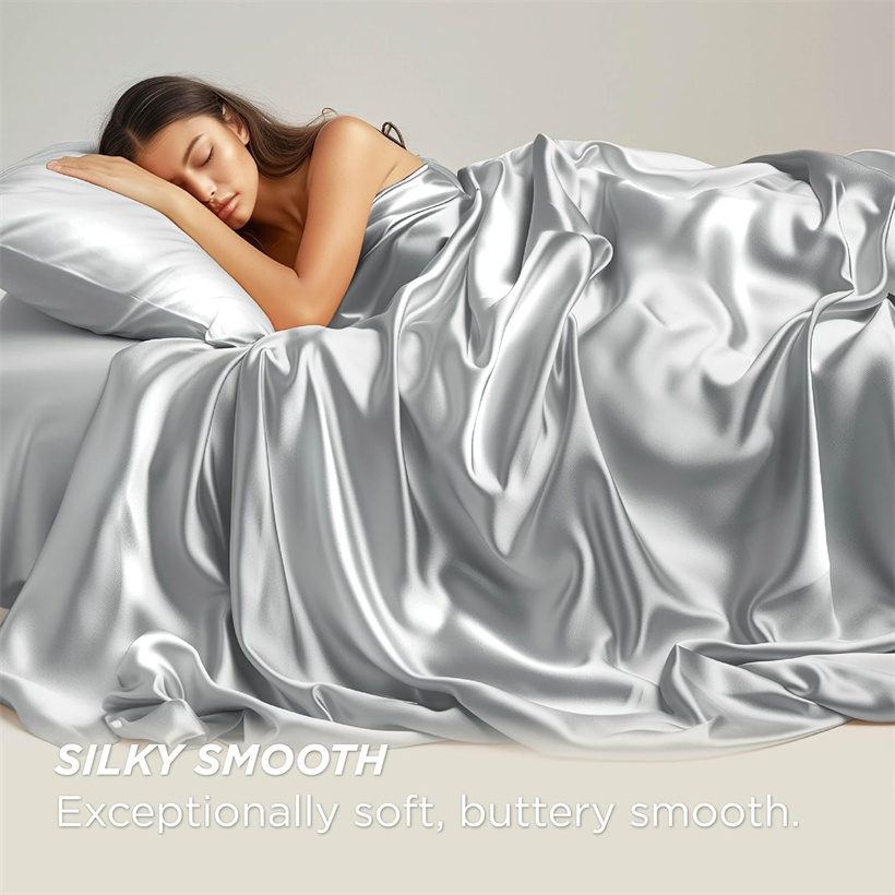 럭셔리 100% 멀베리 실크 플랫 시트, 천연 실크 침 - Silk Sheet Set 리뷰 및 가격