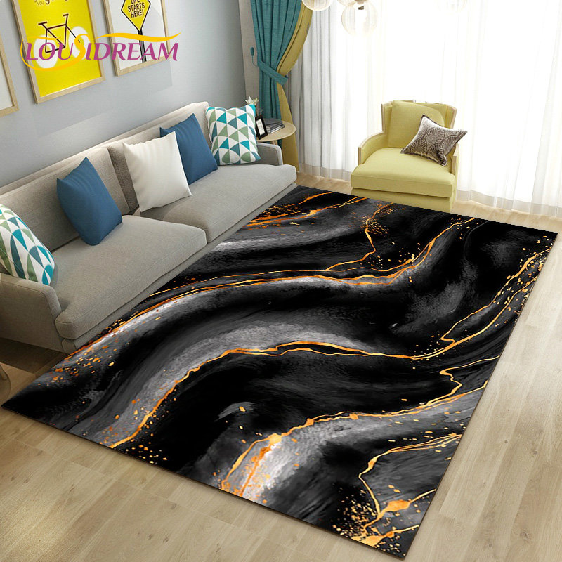 북유럽 블랙 골드 블루 대리석 영역 러그, 대형 카펫  - Home Textiles Rug 리뷰 및 가격
