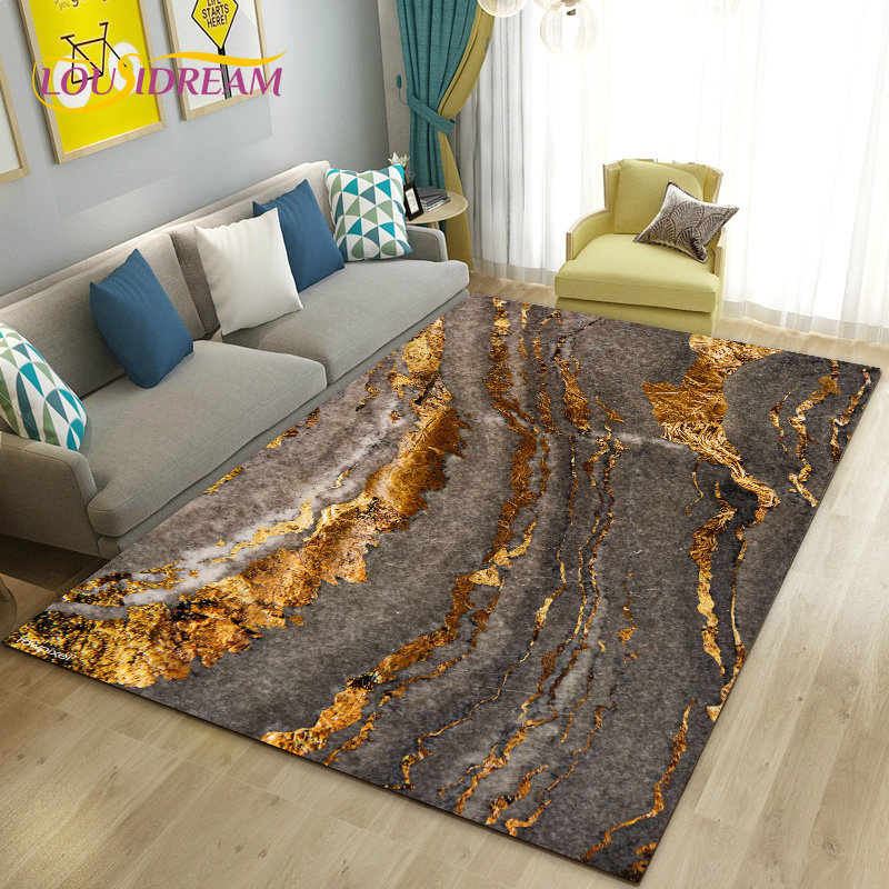 북유럽 블랙 골드 블루 대리석 영역 러그, 대형 카펫  - Home Textiles Rug 리뷰 및 가격