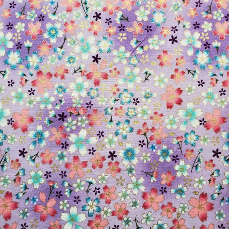 코 튼 골드 호 일 인쇄 패브릭 일본식 벚꽃 꽃 DIY - Home Fashion Textiles 리뷰 및 가격