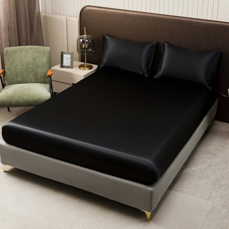블랙 새틴 장착 시트, 단색 트윈 풀 퀸 킹 아이스 실 - Silk Sheet Set 리뷰 및 가격