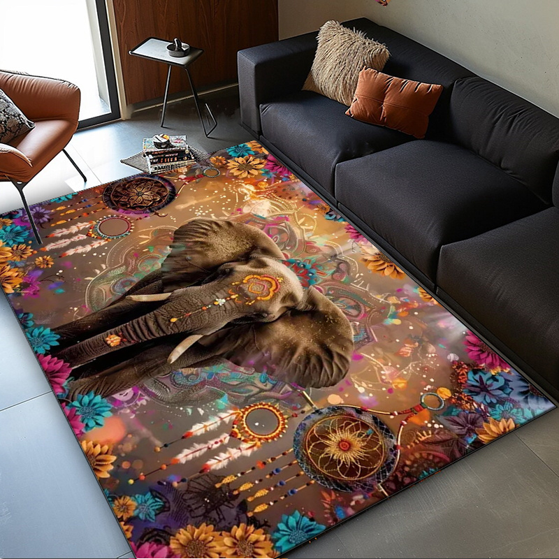 코끼리 만다라 러그: 보헤미안 가정을 위한 민족적 꽃무 - Home Textiles Rug 리뷰 및 가격