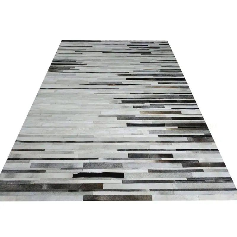 수입 그레이 스트라이프 소가죽 퍼 패치워크 카펫 (가정 - Home Textiles Importers In Usa 리뷰 및 가격