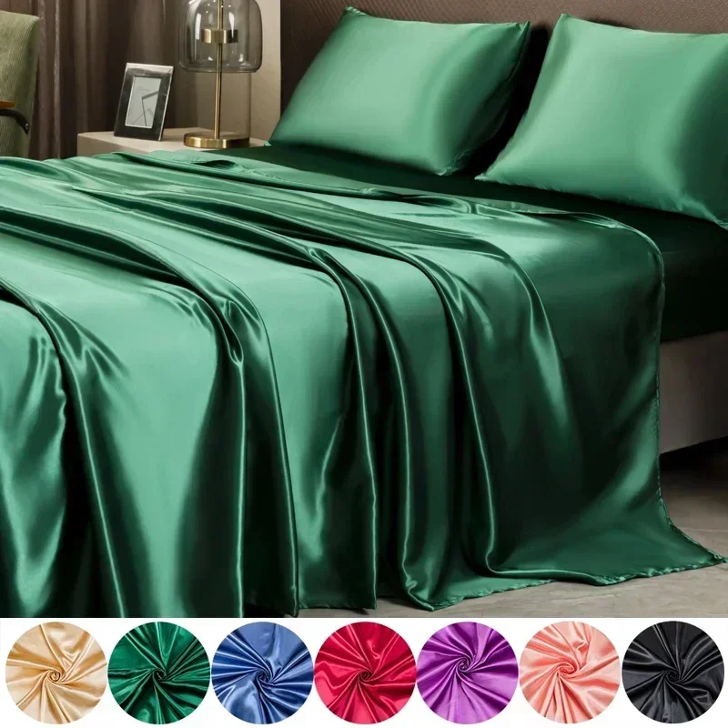 2/3PCS 고급 새틴 피티드 시트 세트 부드럽고 통기 - Silk Sheet Set 리뷰 및 가격