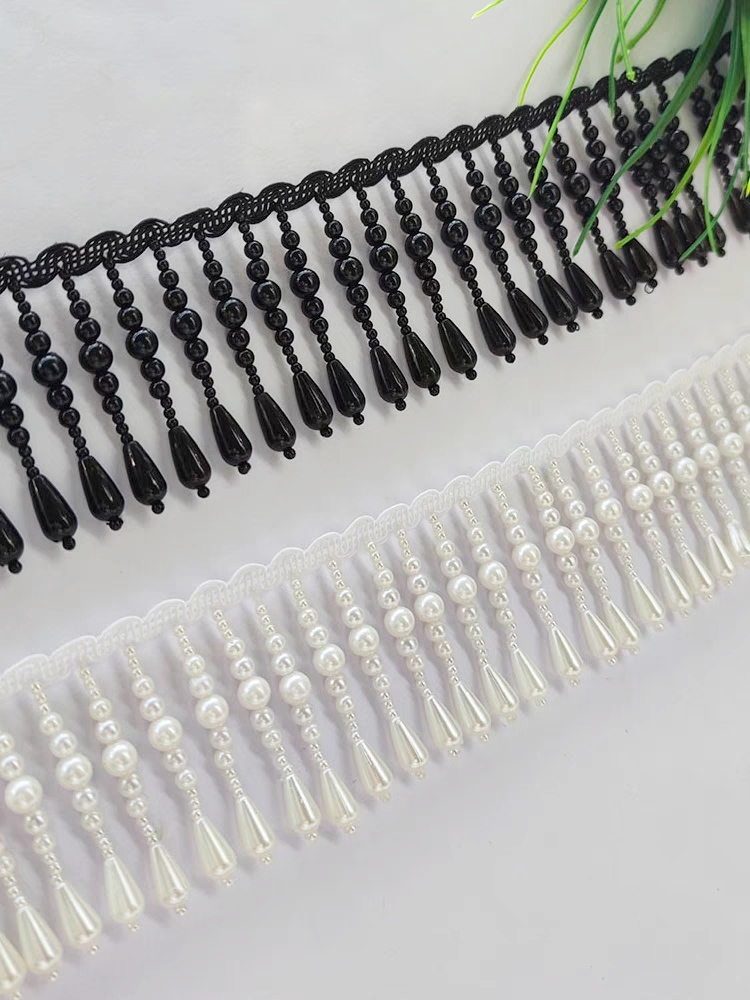 넓은 진주 비즈 프린지, 패션 원피스 코스튬 댄스웨어, - Home Fashion Textiles 리뷰 및 가격